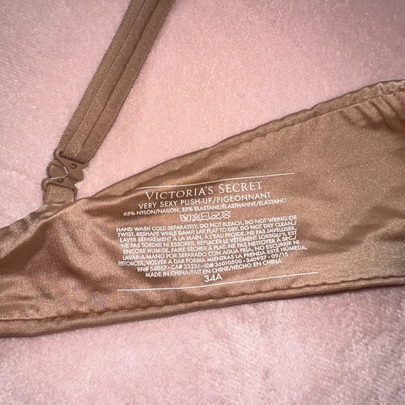 VICTORIA'S SECRET SATIN TAN PUSH-UP BRA · SIZE 34A - Picture 3 of 5